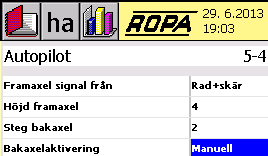 trycka på fotomkopplaren "Autopilot". För att kontrollera visas symbolen eller (autopilot endast framaxel aktiv).