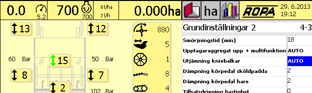 grundinställningen. Observera att blastarbärröret får lyftas maximalt så mycket att blastkniven i sin lägsta position fortfarande når åkermarken.