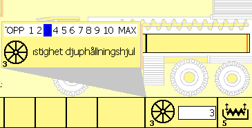 I stegen 1-10 går djuphållningshjulet alltid med högre hastighet på marken än maskinens aktuella körhastighet.