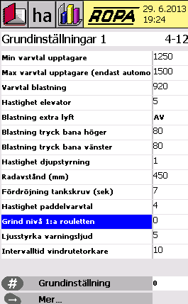 Vid värdena +1 till +5 står grinden till den första rouletten alltid högre än grinden till de båda andra rouletterna.