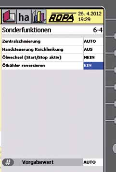 6 Drift Om hydrauloljans temperatur skulle vara högre än 70 C skall oljekylaren rengöras. Så snart symbolen visas på färgterminalen skall hydrauloljekylaren rengöras.