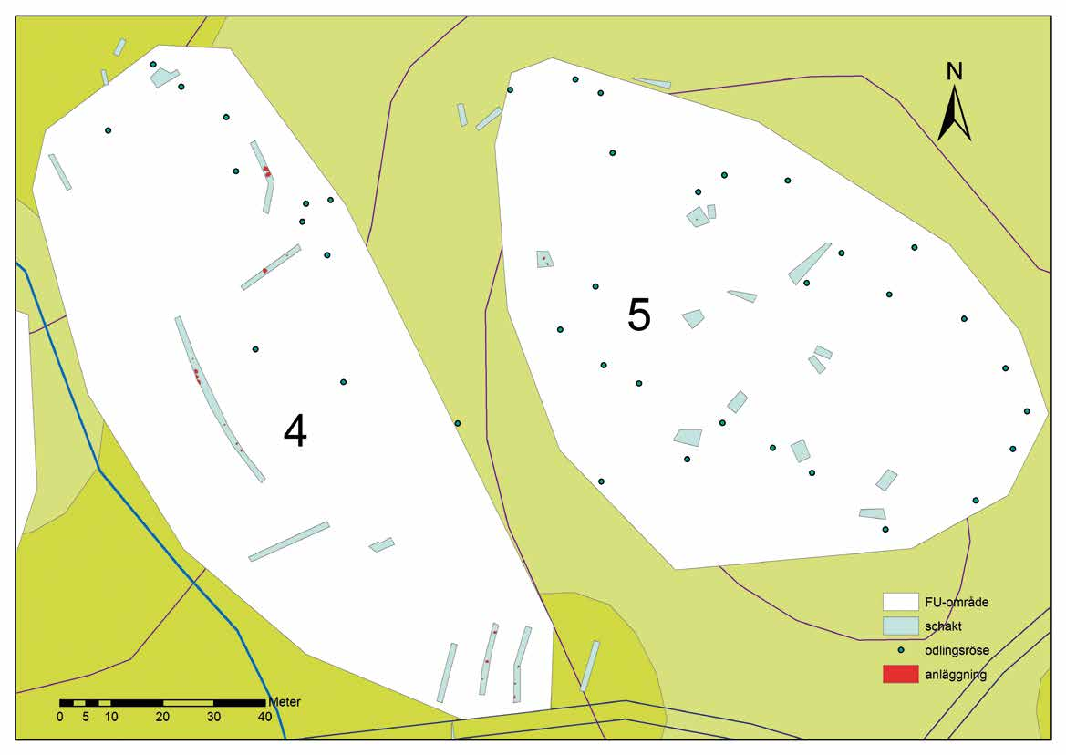 14 Västarvet kulturmiljö/lödöse museum Rapport 2015 :34 Figur 9. Område 4 innehöll boplatslämningar samt ett tiotal röjningsrösen.