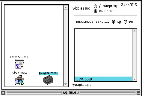 Använda maskinen med Macintosh Använda Brothers skrivardrivrutin med Apple Macintosh (Mac OS 9.1 till 9.2) Så här väljer du skrivare: 1 Öppna Väljaren på Apple-menyn. 2 Klicka på Brother Laser-ikonen.