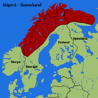 Bilaga A Kartan visar samernas utbredningsområde som inkluderar den norra delen av Skandinavien samt Kolahalvön.