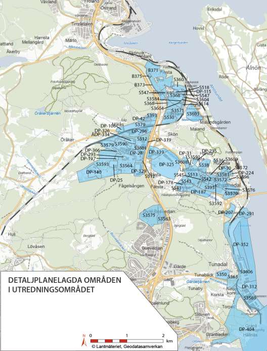 2.9.4 Detaljplaner Förutom den övergipande markanvändningen som beskrivs i den fördjupade översiktsplanen för Tunadal-Korsta-Ortviken regleras markanvändningen av ett antal kommunala detaljplaner.