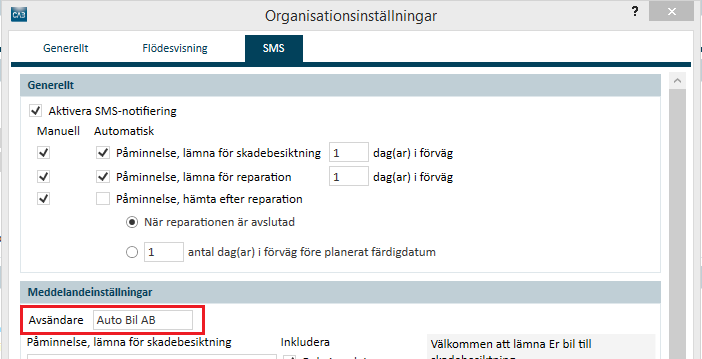 CAB PLAN Avsändare för SMS Ett SMS kan endast ha 11 tecken (inklusive blanksteg) i avsändarnamnet.