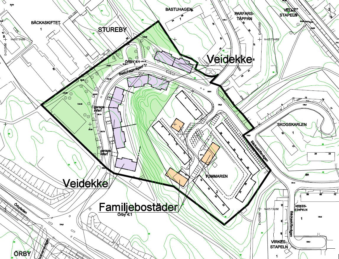 3 (9) S-Dp 2008-14804-54 föreslås bebyggas är en avstickare från Sturebystråket. Marken utgörs av en gräsbeklädd sluttning ner mot Örbyleden.