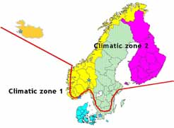 Västkusten av Norge och Sverige, Skåne och större delen av Danmark har ett klimat som kan jämföras med låglandet i Skottland, där snötäcke endast ligger kvar en vecka eller två.