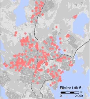 Karta 28-31: Pojkars/flickors platser som föreslås förbättras, årskurs 5 Karta 28-31: Pojkars/flickors platser