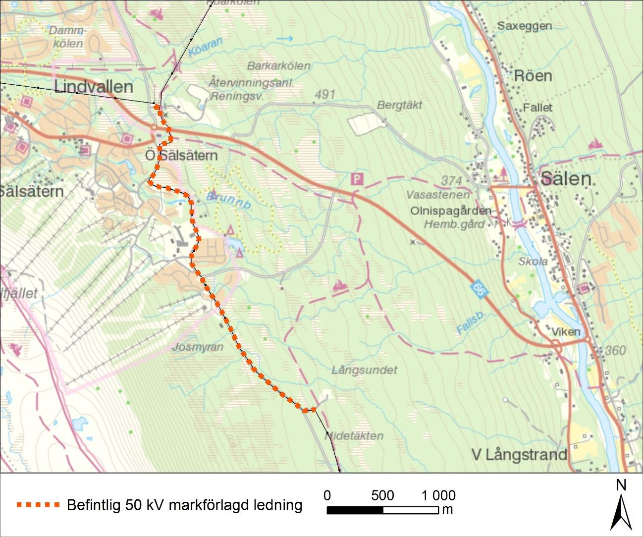 1 Inledning Ellevio planerar att ansöka om förnyat tillstånd, så kallad nätkoncession för linje, för befintlig markförlagd 50 kv ledning mellan transformatorstation Sälsätern till Hidetäkten vid