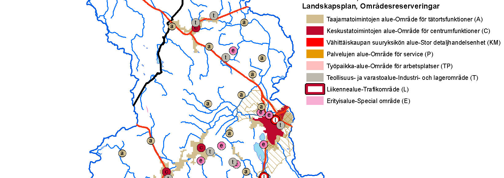 Bild 30. Planerad markanvändning i Kyro älvs avrinningsområde.