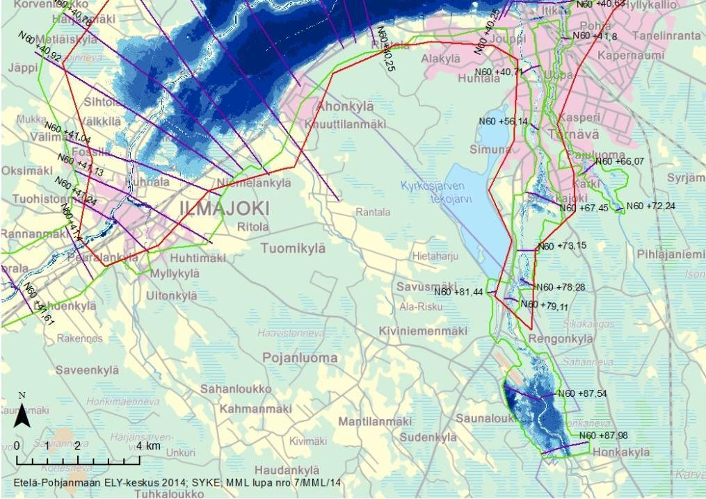 Ilmajoki-Seinäjoki vid en översvämning med ett återkomstintervall på