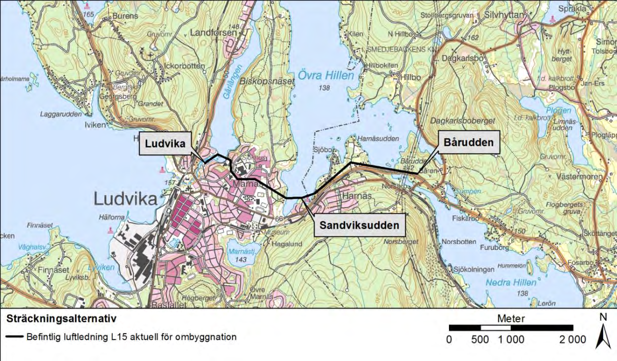 2 Lokalisering och utformning 2.1 Lokalisering Aktuell 145 kv kraftledning L15 sträcker sig i sin hela sträckning mellan stationen LT4 vid Hyttbacken och Morgårdshammar i Smedjebacken.