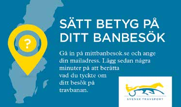 INBJUDAN MEDLEMSRESA Gotlands Travamatörklubb/Hästägarförening arrangerar medlemsresa lördag/söndag den - november för travtävlingar på Sundbyholm med V lördag samt extra V söndag med bl.a. Breeders Crown-finaler.