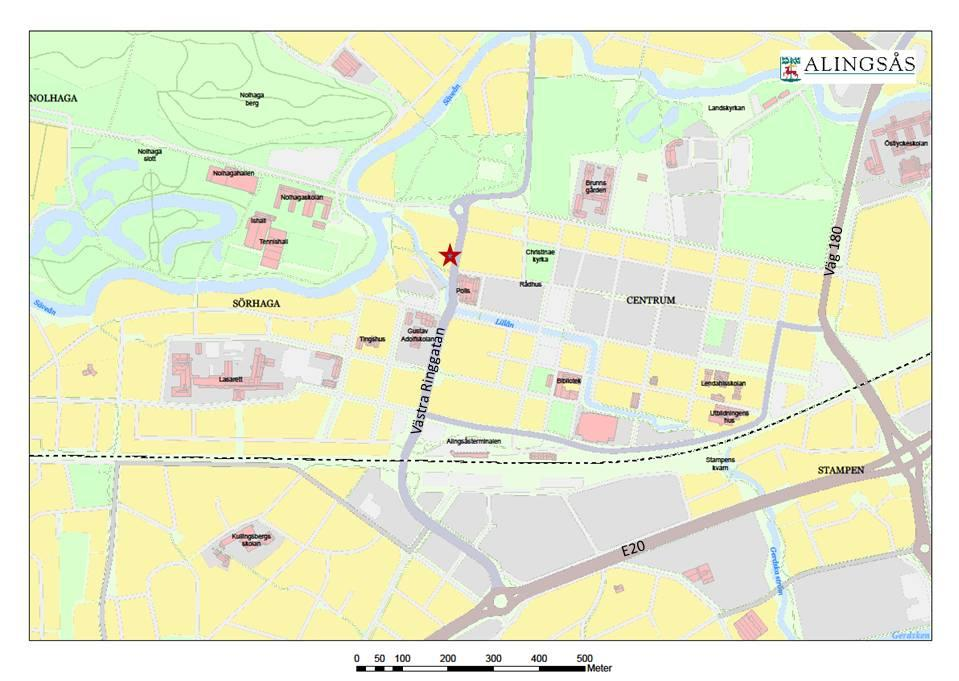 Luftkvalitetsmätning Alingsås 2015 Mätplats Placeringen av mätvagnen beslutades i samråd med Alingsås kommuns miljöskyddskontor.