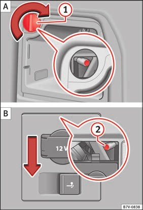 Tips Bild 111 På bakluckan: Ta bort locket 6. 7. Montera lamphållaren. Flikarna ska hörbart snäppa på plats. Sätt på skyddet.