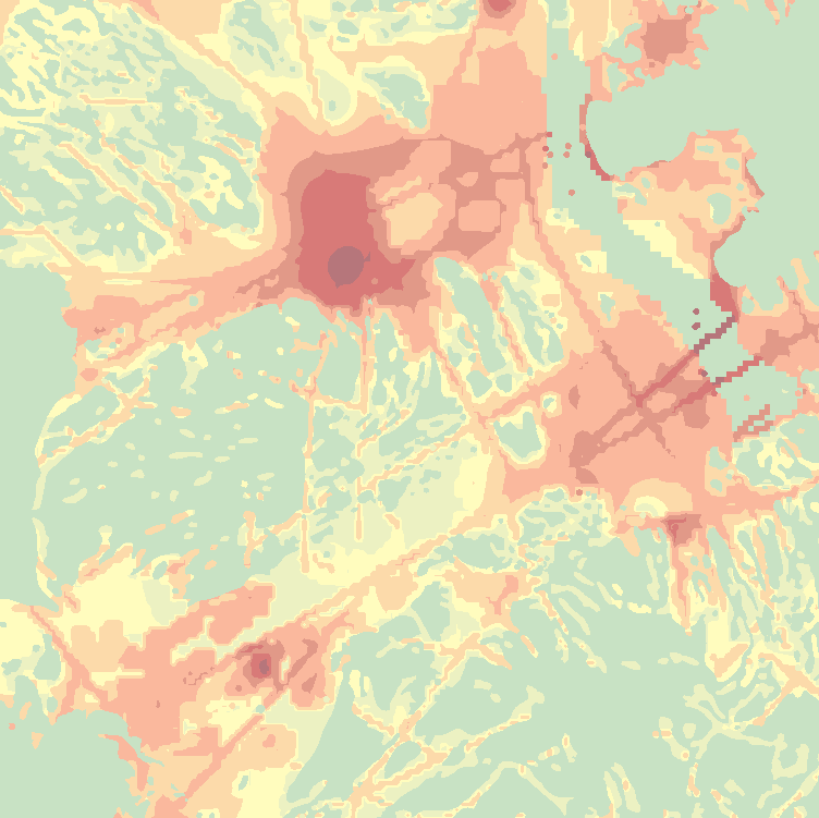 Kartans syfte är att ge en generell bild av jordtäckets mäktighet.