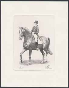 Steel engraving in two different colours (one with small spot, one with irregular perforation. (é) 1.000:- 2437 John F. Kennedy. Steel engraving in two different colours. (é) 1.000:- 2438P 2439P Art engraving in brownish grey for World Equestrian Games 1990.