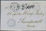 300:- 1016K Lösenstämpel 25 ÖRE (Helsingborg) på vackert brev sänt från HELSINGØR 1.TOG 5.12., via HELSINGBORG 6.12.1866, till Sundsvall.