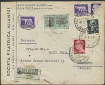 Ditto on 1841 cover, three wide margins but into design below and file fold affecting the stamp. Mi 31 and Mi 84, both with nibbed perf. (4) 800:- 3050P Collection 1847-1951 on leaves incl.