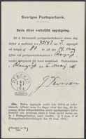 300:- Handskriven avi (veck) rörande ett paket sänt från Westervik till Gamleby 2.1.1866, med notering Lösen 6 öre. 300:- Reversal å outlöste, från utrikes orter hit ankomne med lösen belagda bref.