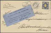 500:- PS-kort (veck) med tilltryckt Anmälan angående postförskottsadresskort, som icke behandlats vid det överordnade postkontoret, Blankett 5 (Sept. 1914). Stämplar RENGSJÖ 28.1.1917 och BOLLNÄS 29.