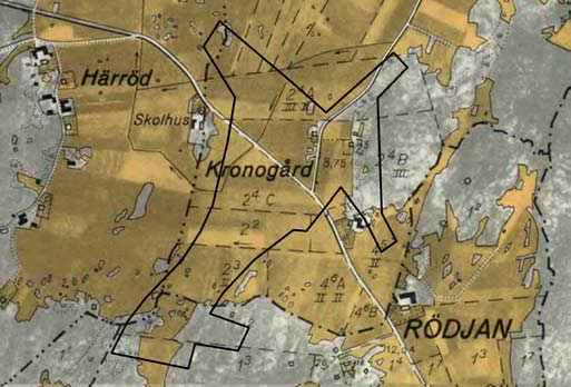 Fig. 13. Så sent som 1930 har det legat en gårdslämning inom utredningsområdet. Denna var helt försvunnen till följd av senare tids industri- och vägbyggnation.