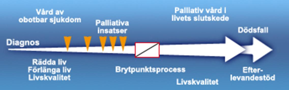 Brytpunktsamtal Fas 1= tidig fas, När det huvudsakliga målet med vården ändras från att vara botande till att vara lindrande