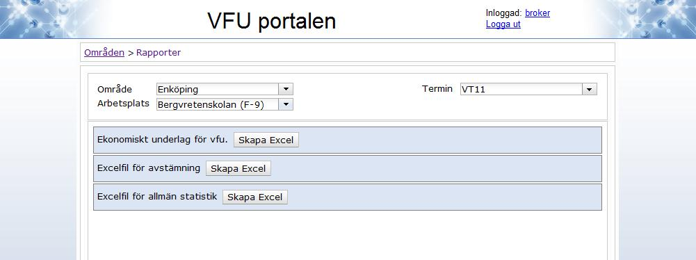 Klicka här för mer info om kursen Genom att hålla musen över en ruta visas vecka och datum Här