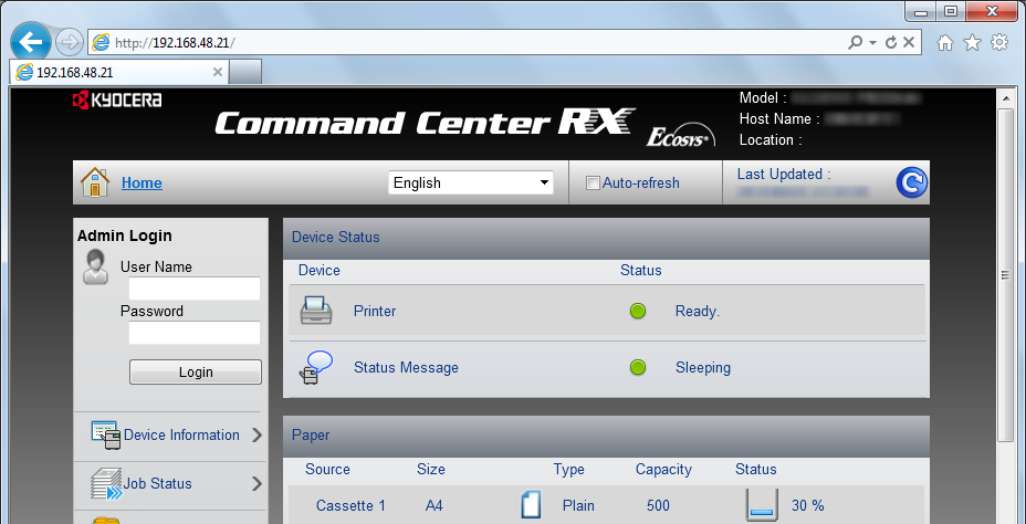 Inställning Beskrivning Administratör Allmän användare Security Settings Management Settings Konfigurera avancerade säkerhetsinställningar.