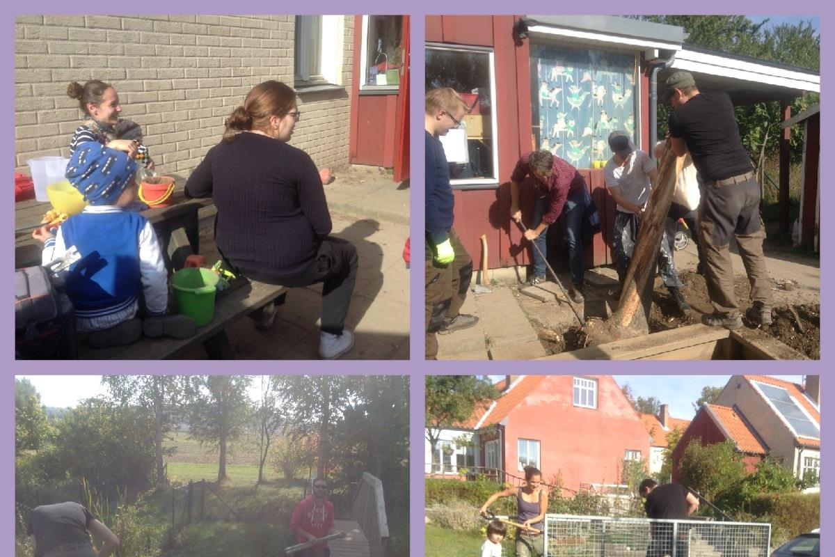 Trädgårdsdag Ekomyran Under vår trädgårdsdag hade vi stort fokus på att få bort den kastanjestam som länge stått