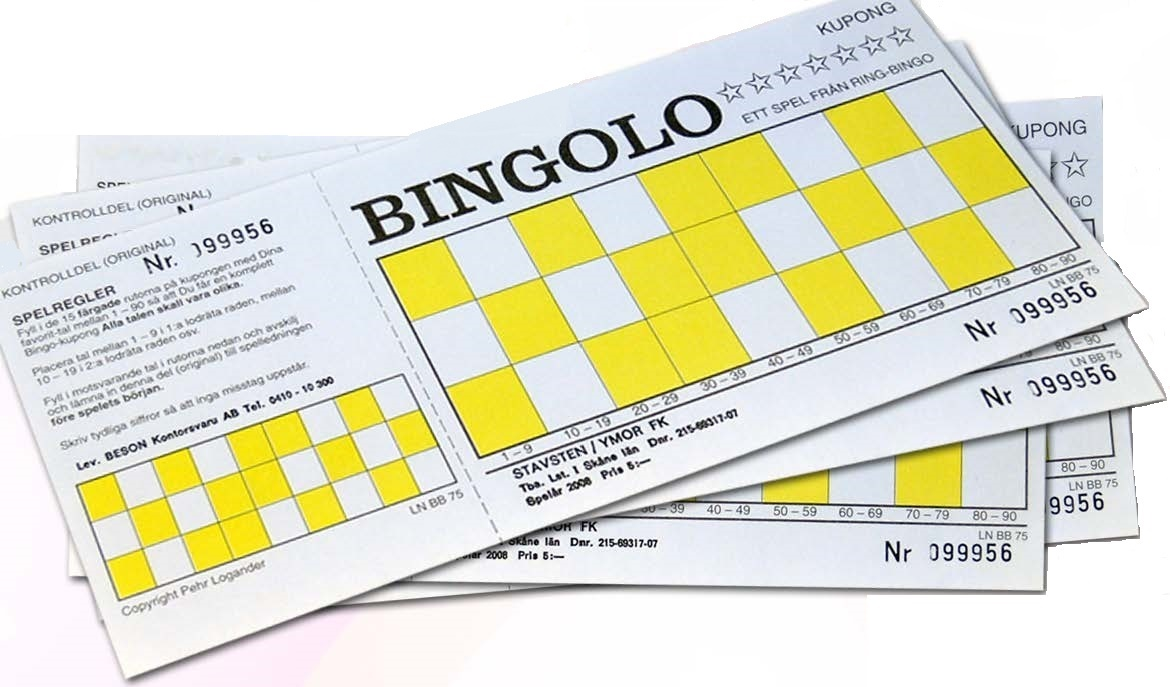 MINI BINGO Minibingo levereras i satser om 1.000 brickor med 5 brickor per remsa.