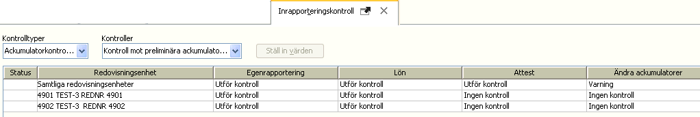 Inrapporteringskontroll I