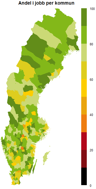 Deltagare från norra och mellersta Sverige får i större utsträckning ett jobb under sin omställning.