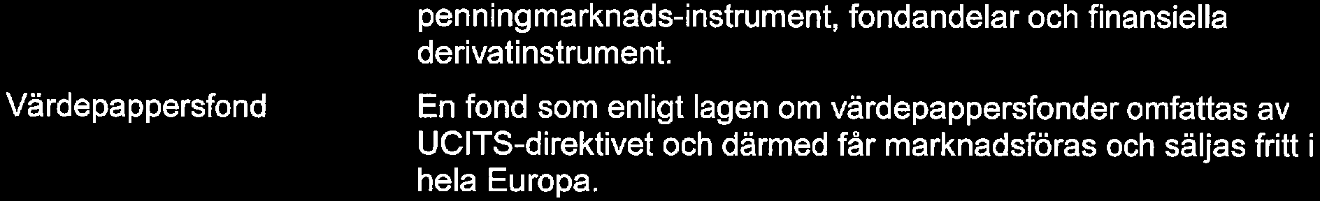 14(14) Värdepappersfond penningmarknads-instrument, fondandelar och finansiella derivatinstrument.