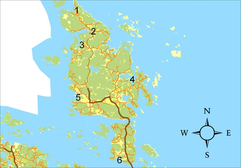 Bilaga 6 Singö och Fogdö Karta över vilka områden som studerats