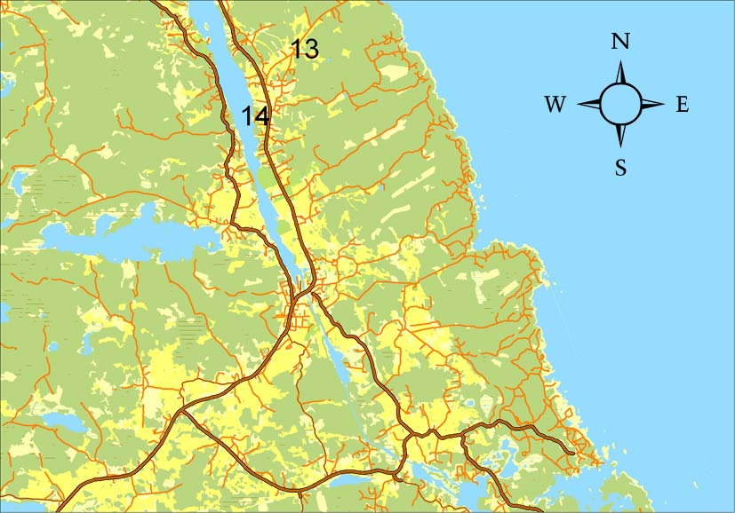Bilaga 8 Södra Väddö Karta över vilka områden som studerats närmare i fält