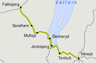 Jönköpingsbanan Falköping Bankeryd, km 0+644-60+409. för varaktig hastighetsnedsättning pga dåliga räler. Bankeryd Jönköping, km 60+409-66+820.