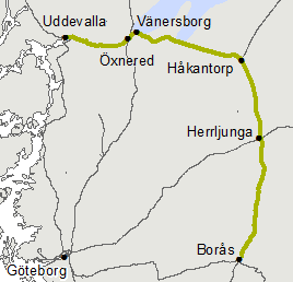 Älvsborgsbanan Ändring Vänersborg-Grästorp, km 25+543-36+500 samt 40+920-43+000. STH 80 pga dåligt spår Grästorp-Håkantorp, km 50+359-56+800.