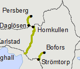 Övriga banor i Värmland Bofors-Strömtorp, km 63+840-73+124, Sth40 nödvändigt. (Nedsatt Sth 20 gör det besvärligt på grund av topografin.