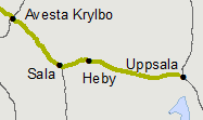 Sala - Broddbo E-sp. km 128+896-137+595. för varaktig hastighetsnedsättning p.g.a. dåliga räler.