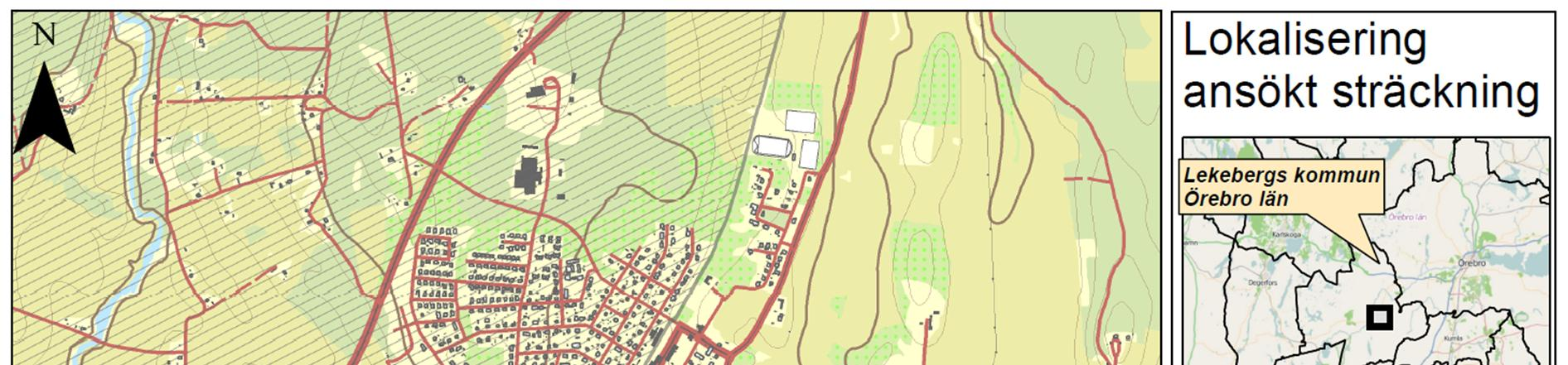 Figur 1. Översikt över ledningsträckningen 3.2 Utformning Den befintliga 12 kv markkabeln är av typ jordkabel AXCEL 240/35. Kraftledningen är markförlagd på ett djup av 0,6 m.