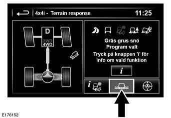 Vadningsavkänning REGLAGE FÖR VADNINGSAVKÄNNING Vadningsavkänning ska inte användas vid terrängkörning eftersom ett snabbt ökande vattendjup inte kan kännas av i tid för att skicka ett
