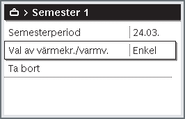 Den markerade rutan aktiveras för inmatning. Om ingen semesterperiod hade lagts in, sparas det inmatade datumet som startdatum. Slutdatumet läggs in en vecka senare än startdatumet.