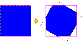 Den vänstra bilden har roterats 30 grader medurs för att skapa den högra bilden.