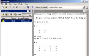 Bestämma storlek och längd Workspace och Array Editor >> A = [1 7; 5 ] >> vkol = [ 1; 2; ; 4; 5 ] >> size(a), size(vkol), length(vkol) 2 2 5 1 5 Om man dubbelklickar på en variabel i delfönstret