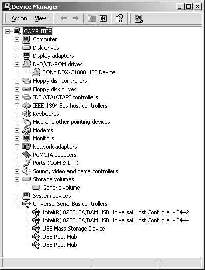 För Windows 2000 1 Klicka på [Start], [Settings] och sedan på [Control Panel]. 2 Klicka på [System]. Fönstret [System Properties] visas. 3 Klicka på fliken [Hardware]. 4 Klicka på [Device Manager].