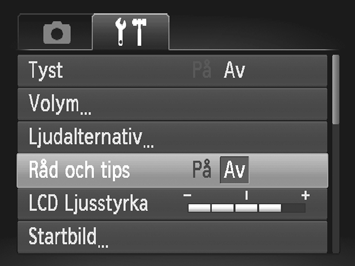 Ändra kamerainställningarna Du kan anpassa vanliga funktioner på fliken 3 (s. 45). Ändra ljud Du kan ändra kamerans olika manöverljud.