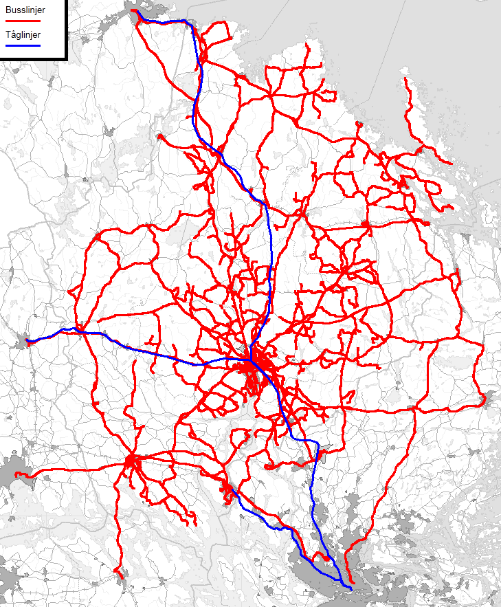 Kollektivtrafikens effektivitet Figur 1 All allmän kollektivtrafik som Landstinget i Uppsala Län helt eller delvis finansierar, tidtabellperioden vinter 2013/2014 4 Ekonomisk bakgrund Mellan 2007 och