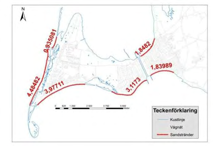 Sandmängder Fram till år 2050: ca 40 000 m³/år (~ 4 Mkr/år).